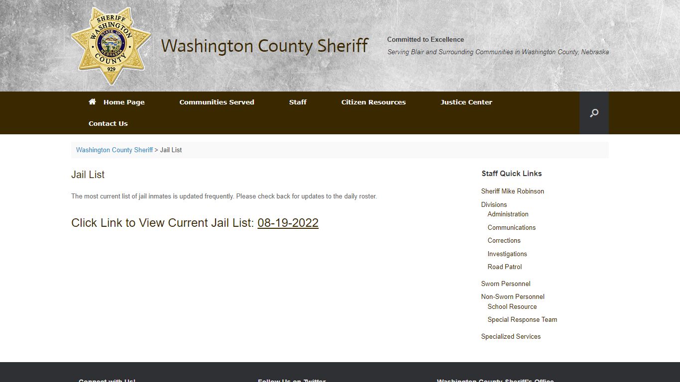 Jail List – Washington County Sheriff